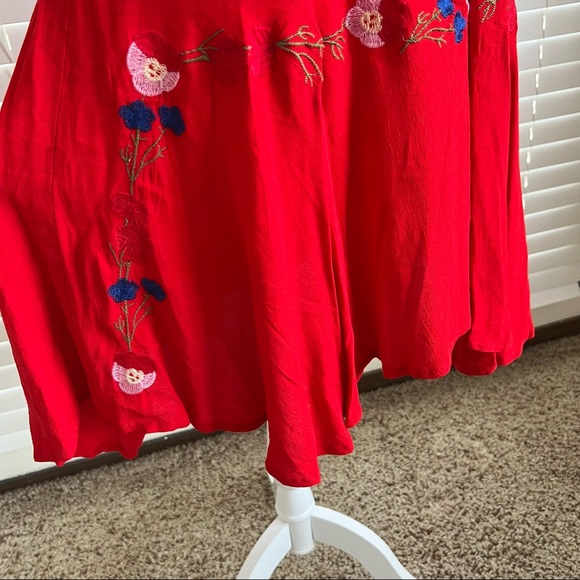 Umgee Size Medium Red Floral Mini Summer Bohemian Dress Sleeveless Cottagecore - Picture 4 of 13